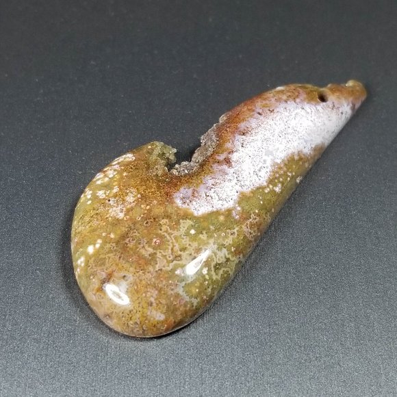 Large Drilled Ocean Jasper with Druzy * 56.70 x 24.92 x 6.87mm - Picture 8 of 16